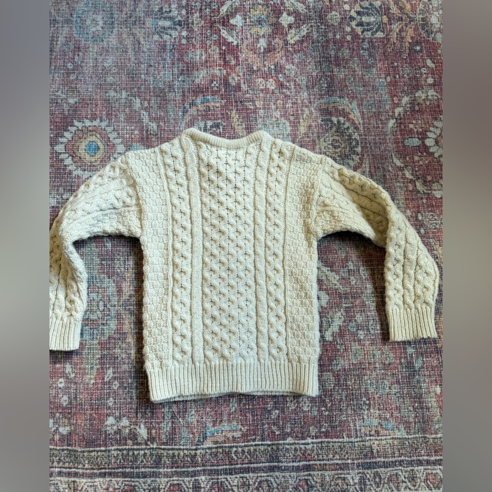 Aran Sweater Market Kids 6-7 Cable Knit 100% Merino Wool Cardigan Sweater - Picture 7 of 8